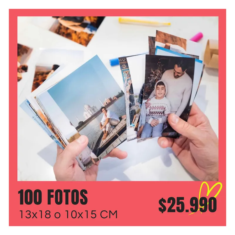 100 Fotos 10x15 o 13x18 cm a $25.990