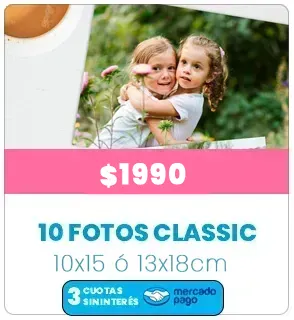 10 fotos Classic 10x15 o 13x18 a $1990