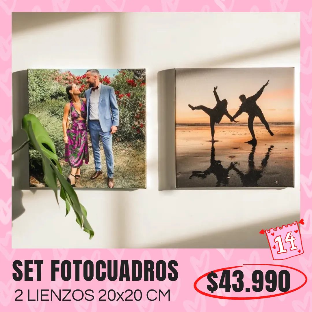 Set 2 Fotocuadros de lienzo 20x20 cm a $43.990