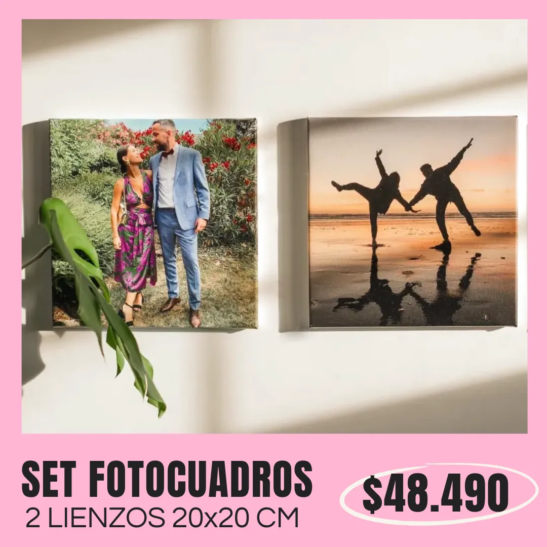 Set 2 Fotocuadros de lienzo 20x20 cm a $48.490