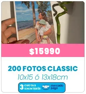 200 fotos 10x15 o 13x18 a $15.990