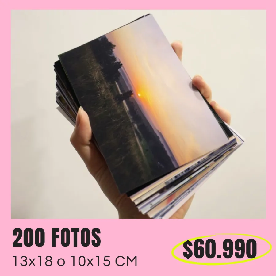 200 Fotos 10x15 o 13x18 cm a $60.990