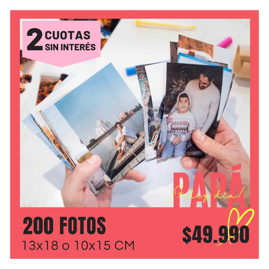 200 Fotos Classic 10x15 o 13x18 cm a $49.990 200 Fotos Classic 10x15 o 13x18 cm a $49.990