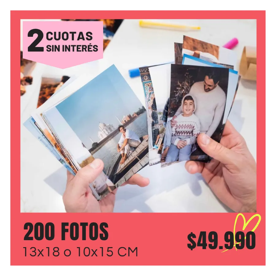 200 Fotos Classic 10x15 o 13x18 cm a $49.990