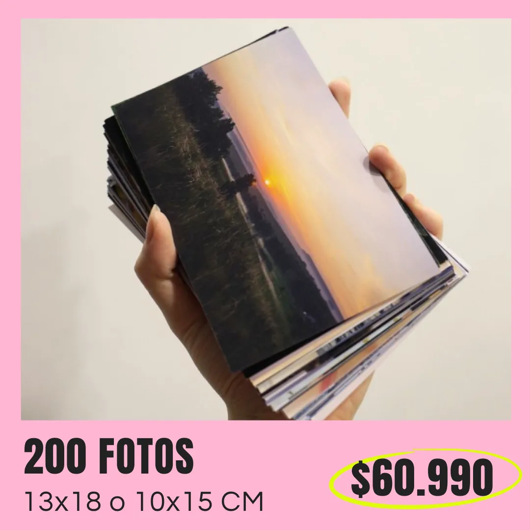 200 Fotos 10x15 o 13x18 cm a $60.990