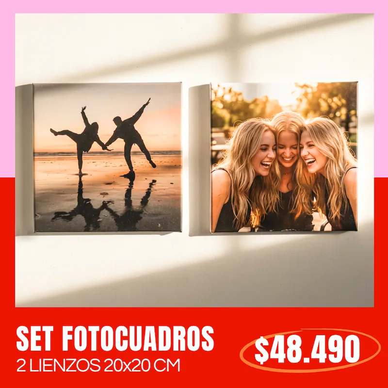 Set 2 Fotocuadros de lienzo 20x20 cm a $48.490