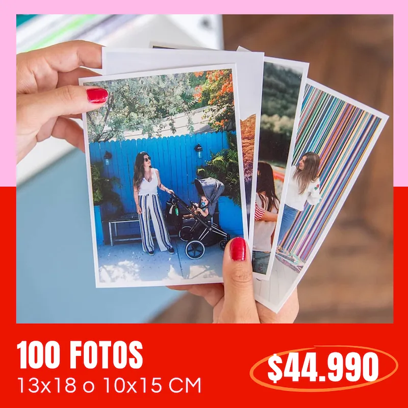 100 Fotos 10x15 o 13x18 cm a $44.990