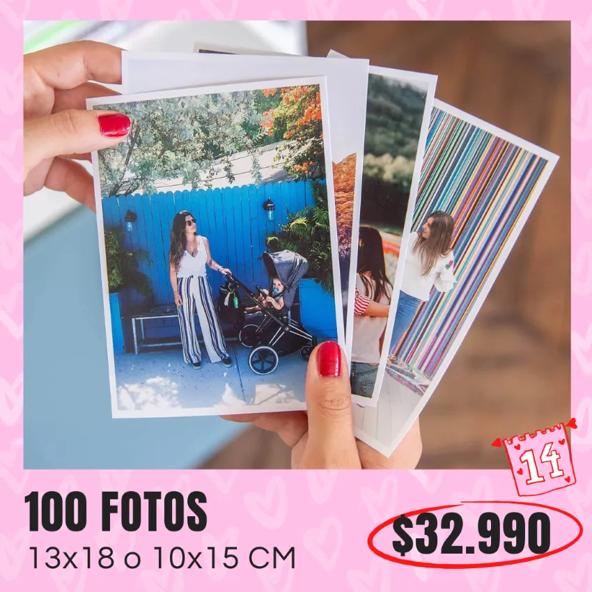 100 Fotos 10x15 o 13x18 cm a $32.990