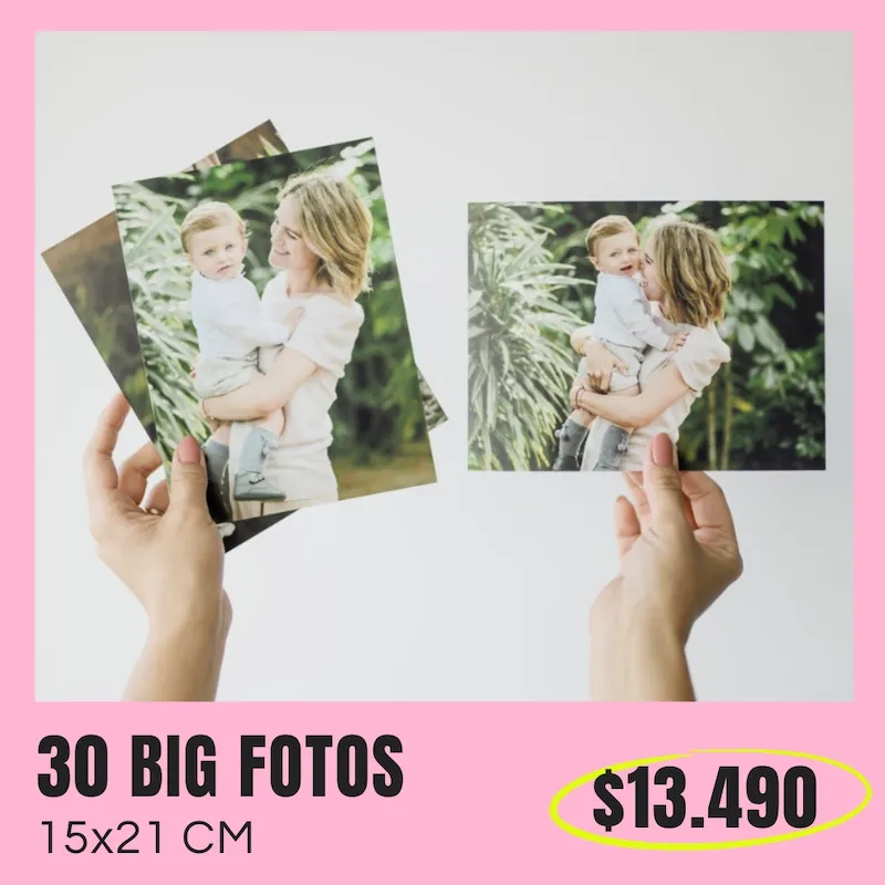 30 Big Fotos 15x21 cm a $13.490