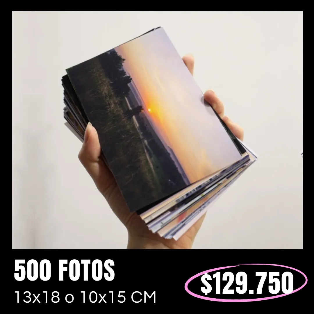 500 Fotos 10x15 o 13x18 cm a $129.750