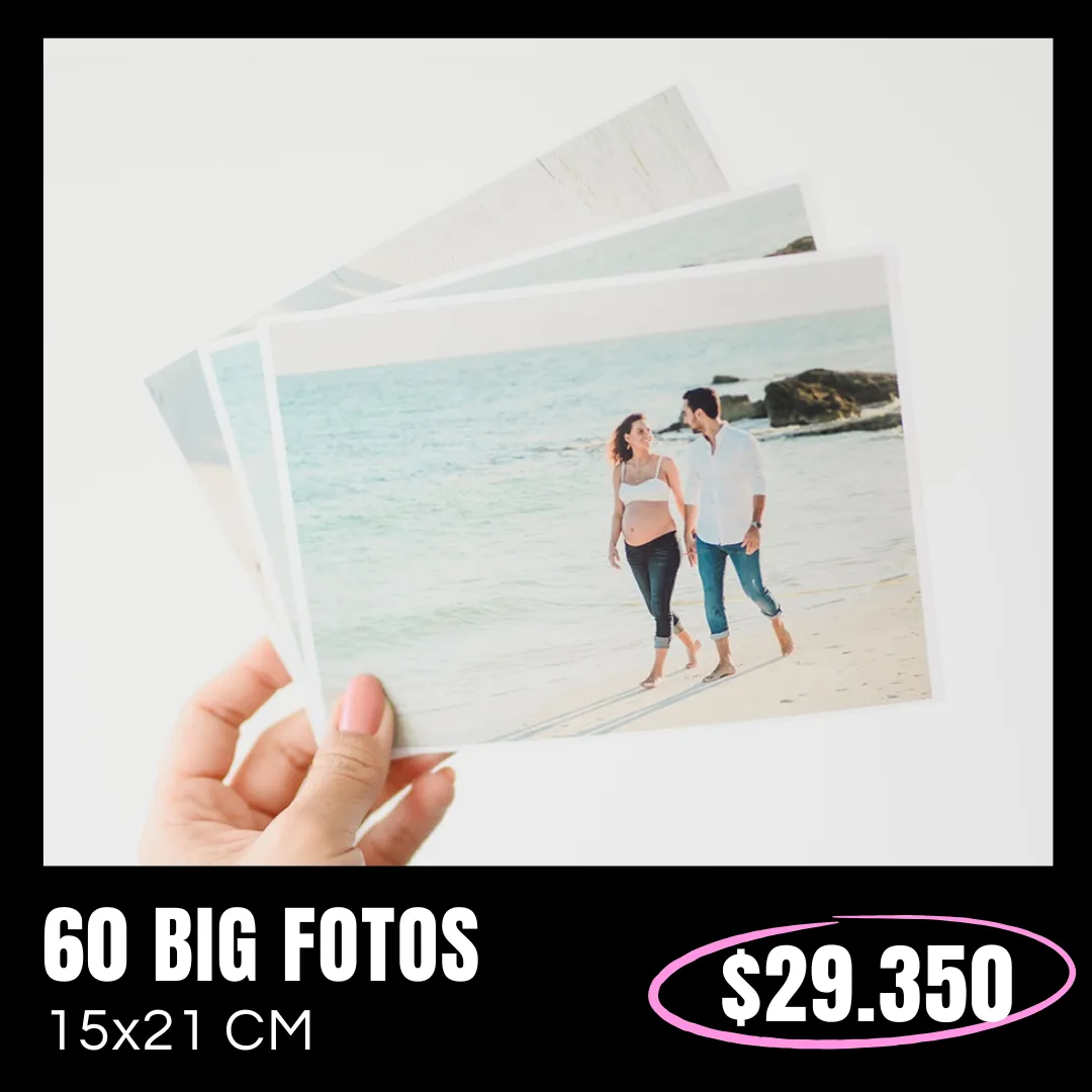 60 Big Fotos 15x21 cm a $29.350