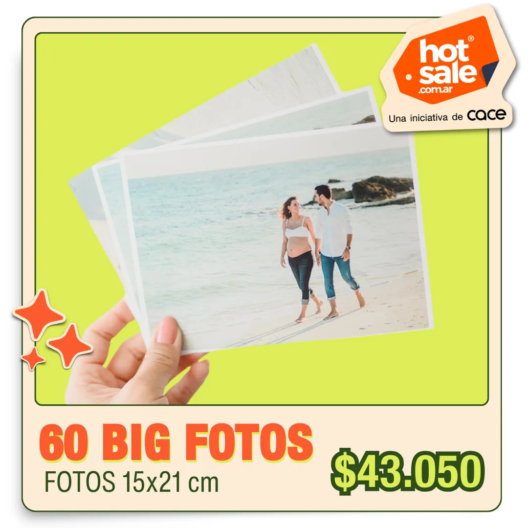 60 Big Fotos 15x21 cm a $43.050