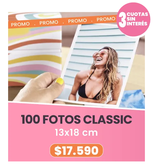 100 fotos Classic 13x18 a $17.590
