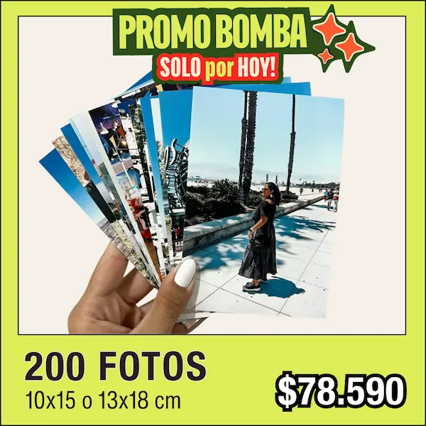BOMBA 200 Fotos 10x15 o 13x18 cm a $78.590