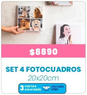 Set 4 Fotocuadro de lienzo 20x20 a $8890