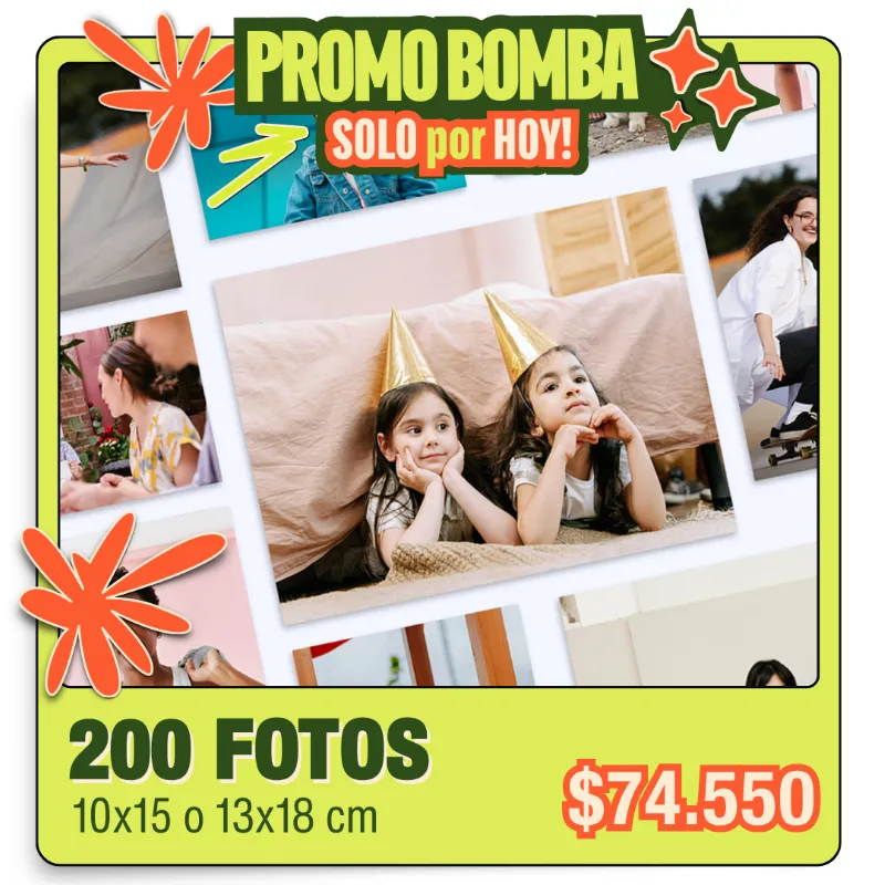 BOMBA 200 Fotos 10x15 o 13x18 cm a $74.550