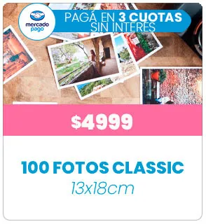 100 fotos Classic 13x18 a $4999