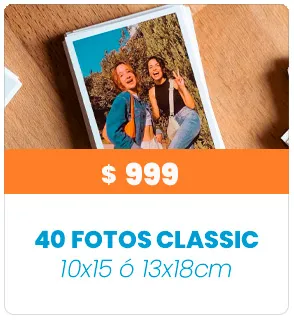 40 Fotos 10x15 o 13x18 a $999