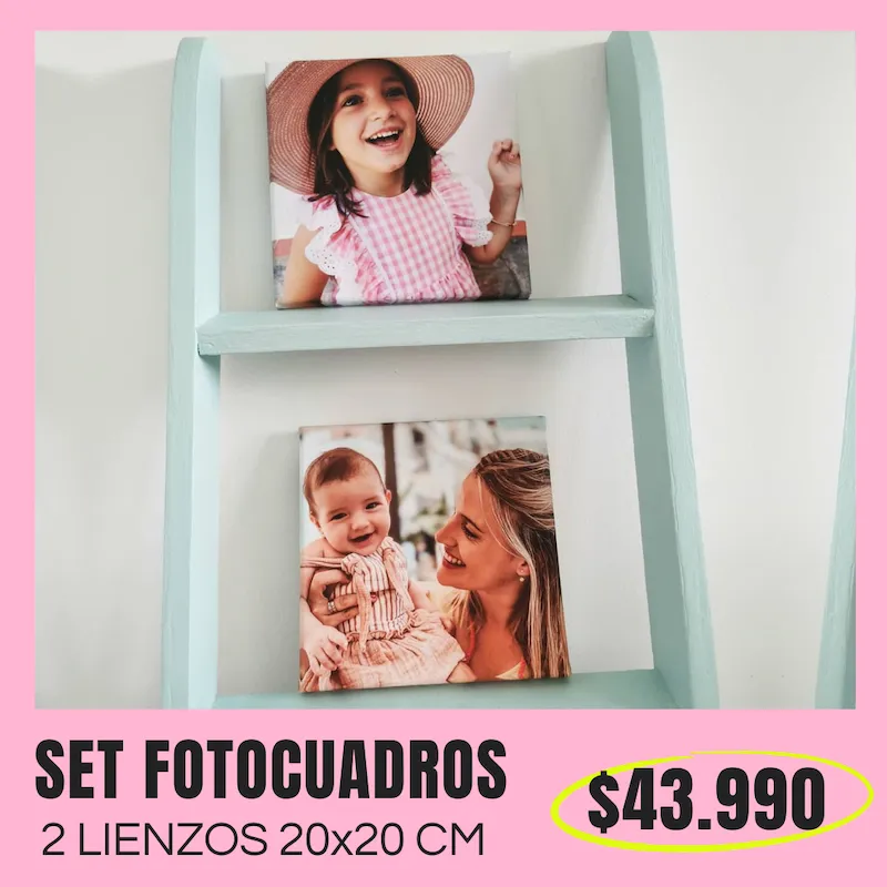 Set 2 Fotocuadros de lienzo 20x20 cm a $43.990 Set 2 Fotocuadros de lienzo 20x20 cm a $43.990