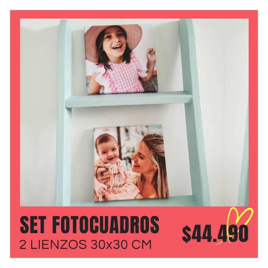Set 2 Fotocuadros de lienzo 30x30 cm a $44.490