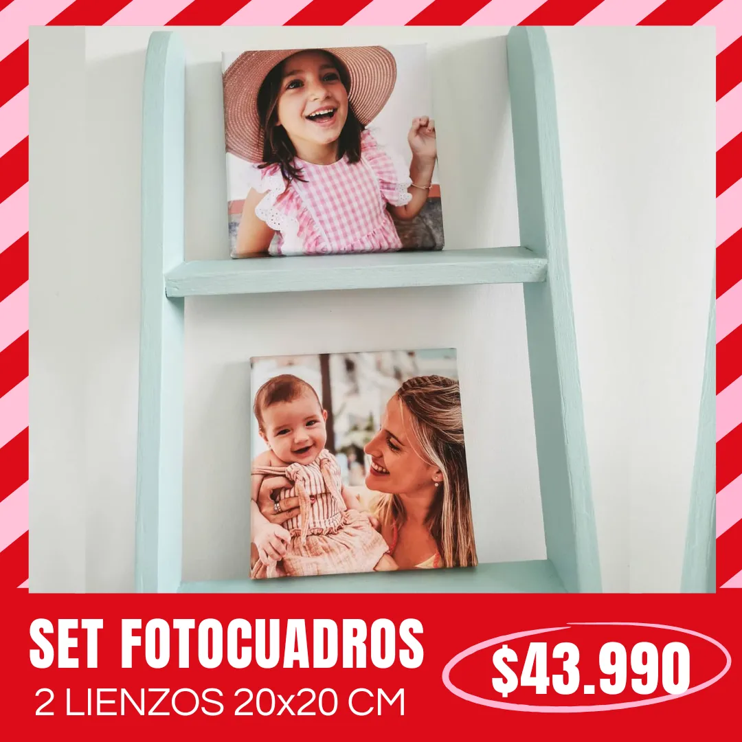 Set 2 Fotocuadros de lienzo 20x20 cm a $43.990