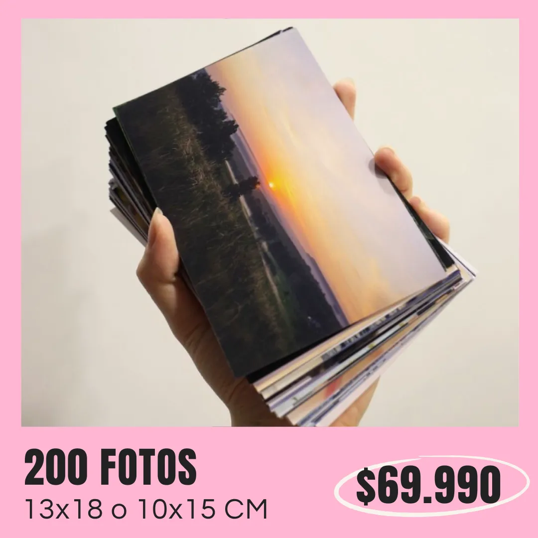 200 Fotos 10x15 o 13x18 cm a $69.990
