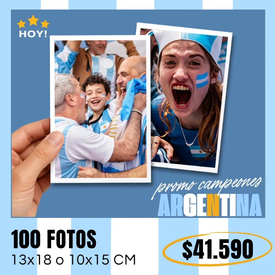 BOMBA 100 Fotos 10x15 o 13x18 cm a $41.590