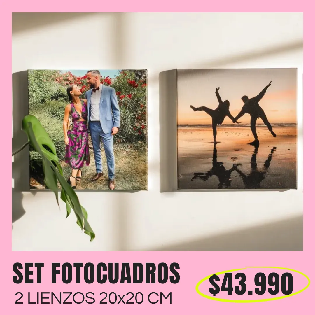 Set 2 Fotocuadros de lienzo 20x20 cm a $43.990