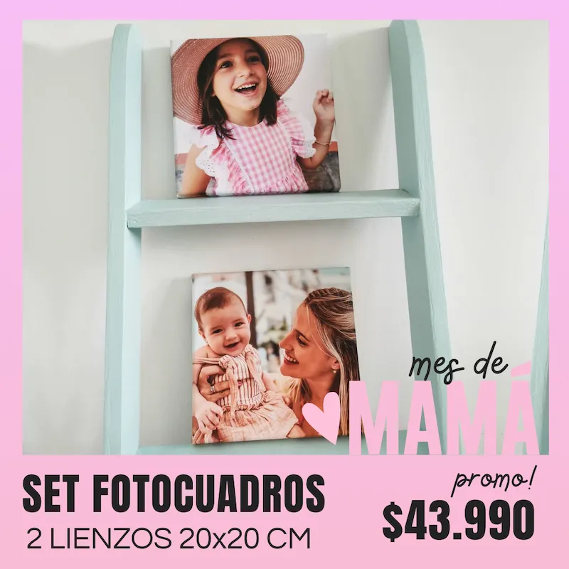 Set 2 Fotocuadros de lienzo 20x20 cm a $43.990