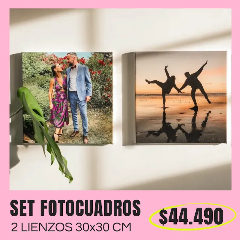 Set 2 Fotocuadros de lienzo 30x30 cm a $44.490