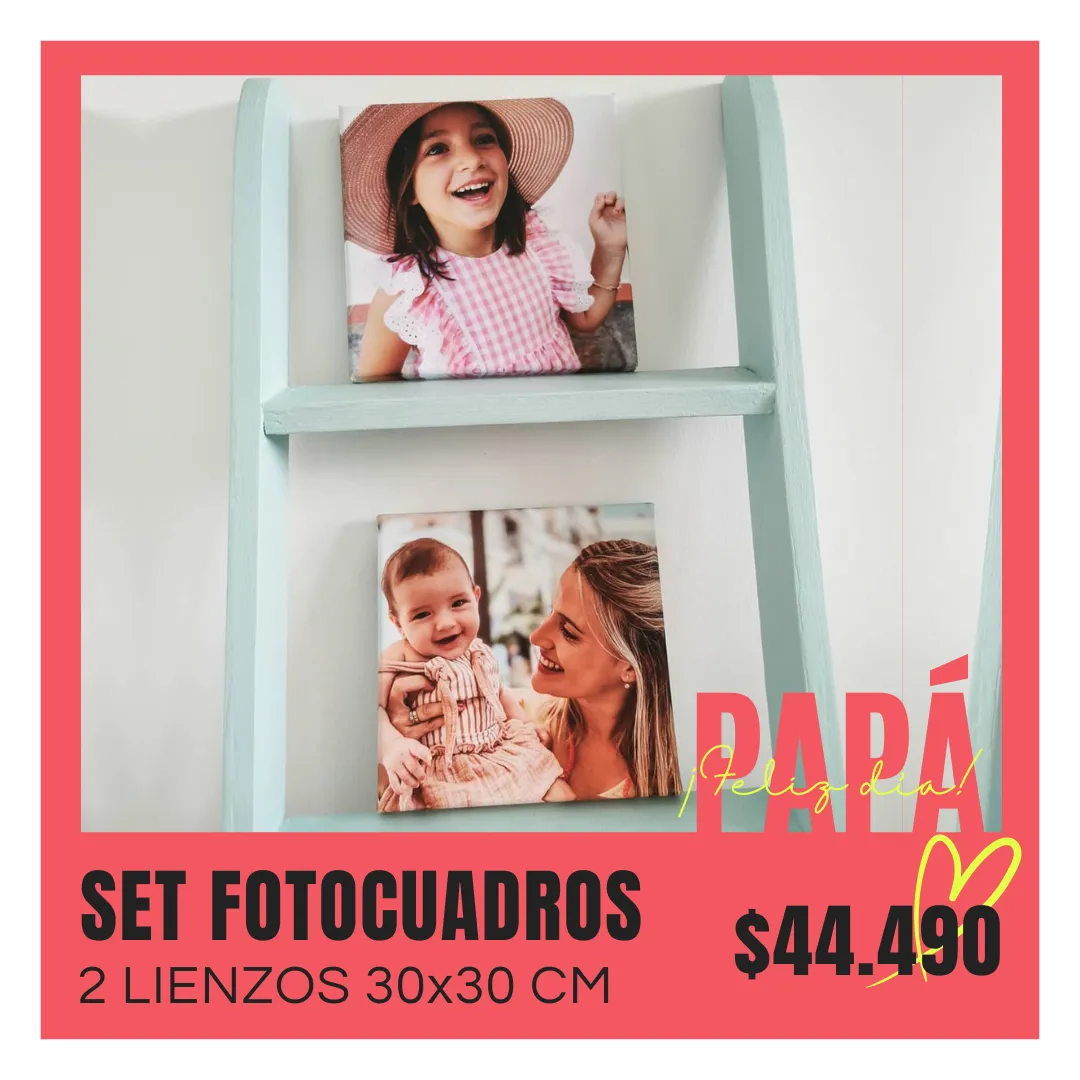 Set 2 Fotocuadros de lienzo 30x30 cm a $44.490 Set 2 Fotocuadros de lienzo 30x30 cm a $44.490